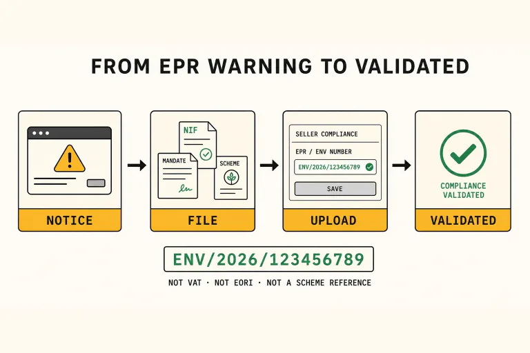 Infographic: Review the Spain packaging EPR request in Seller Central.
