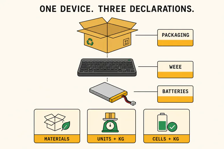 Infographic: One electronic product, three compliance streams